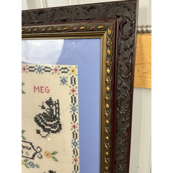 Vintage Little Women Needlepoint W/ Beautiful Frame- Frame App. 22x18 - Picture 5 of 11